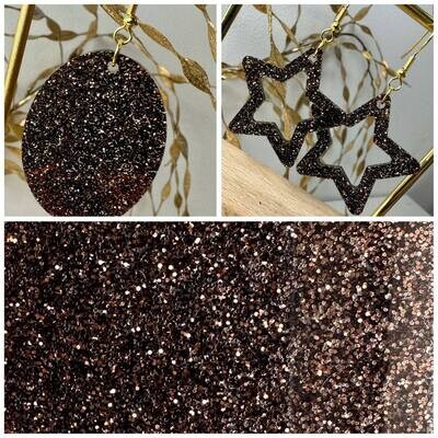 Dark Brown - Black Glitter