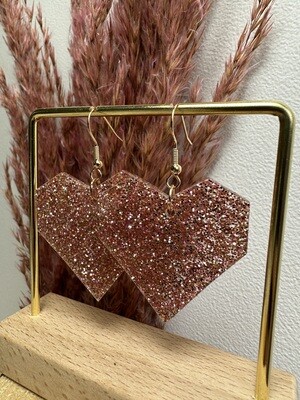 Squared heart - Rose Golden Glitter