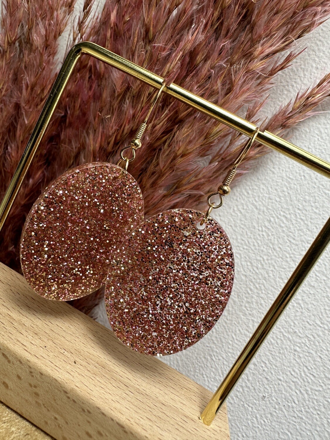 Oval - Rose Golden Glitter