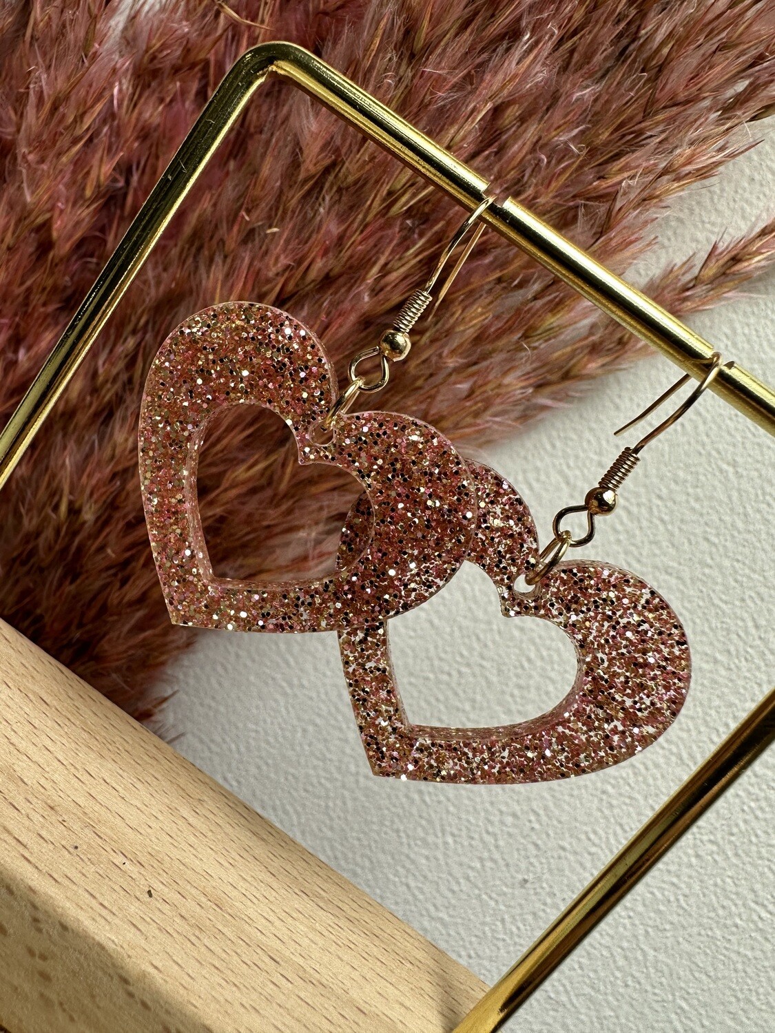 Open heart - Rose Golden Glitter