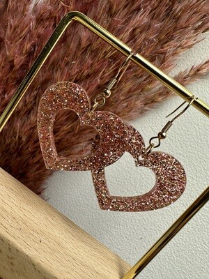 Open heart - Rose Golden Glitter
