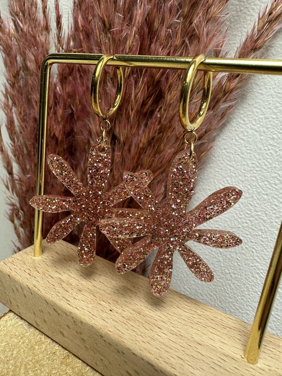 Big flower - Rose Golden Glitter