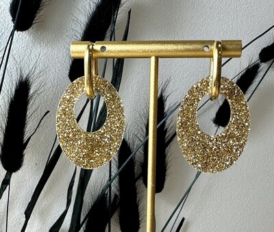 Oval &amp; ring -Soft Gold Glitter