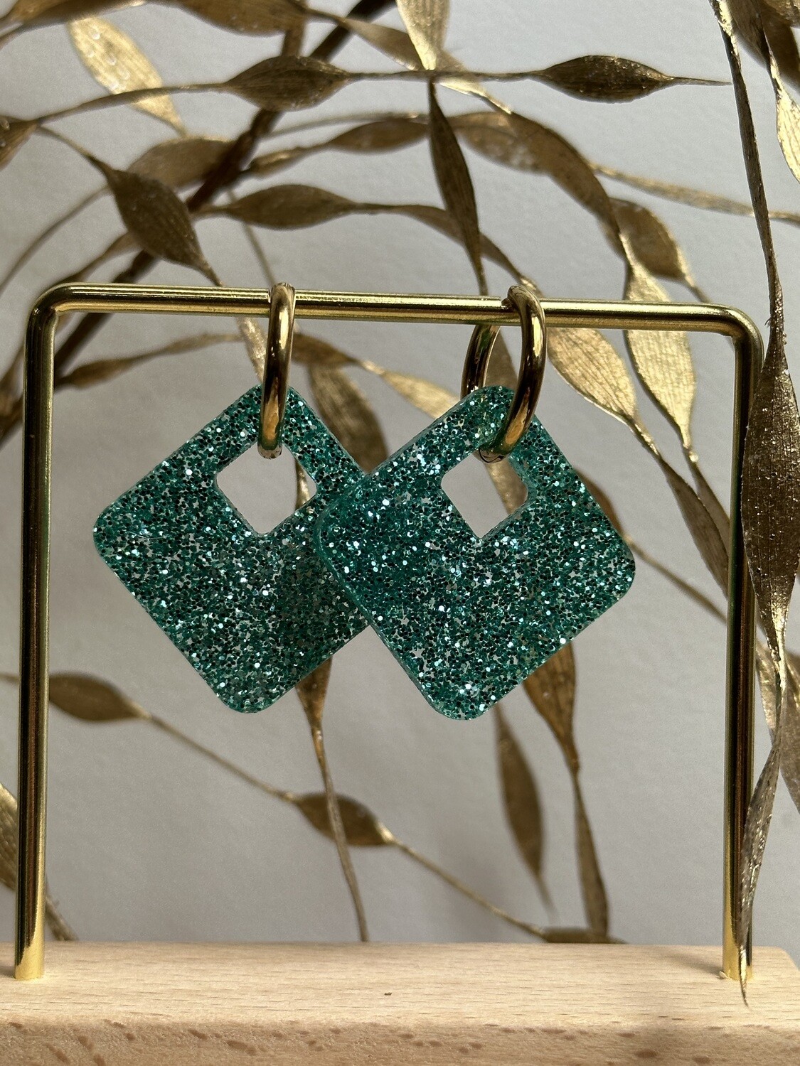 Square &amp; ring - Emerald Glitter