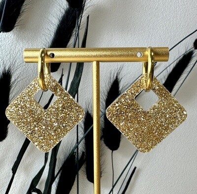 Square &amp; ring - Soft Gold Glitter
