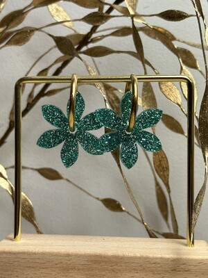 Flower &amp; ring - Emerald Glitter