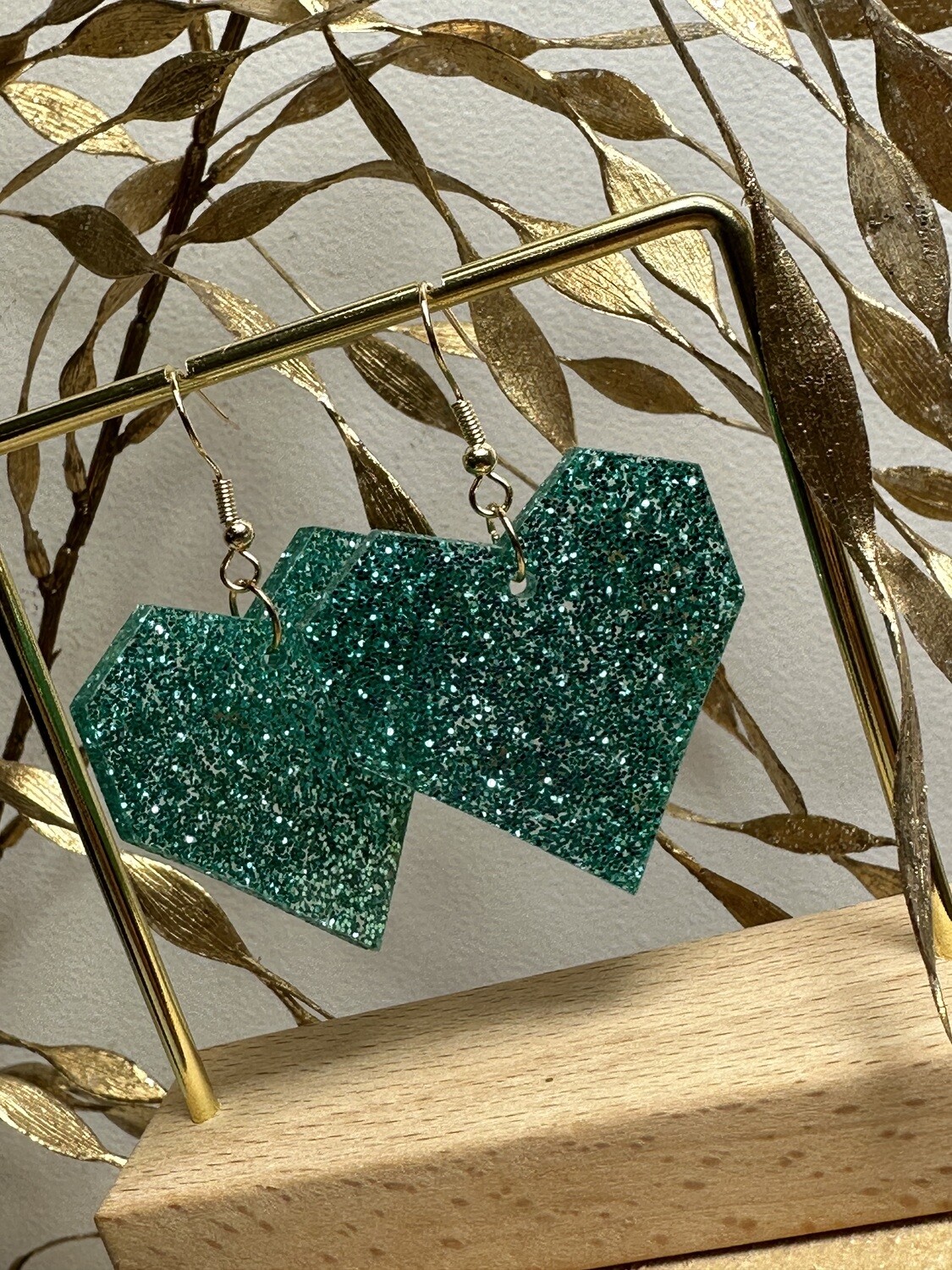 Squared heart - Emerald Glitter