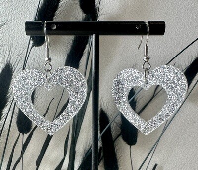 Open heart - Silver Glitter