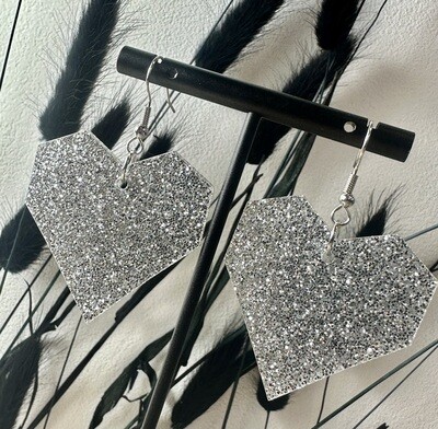 Squared heart - Silver Glitter