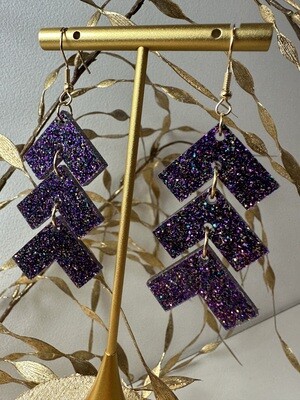 Zig zag - Multi color Purple Glitter