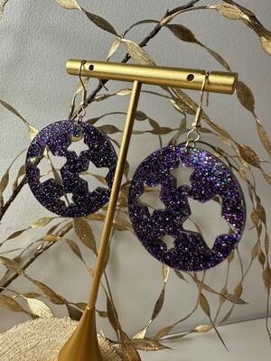 Round &amp; stars - Multi color Purple Glitter