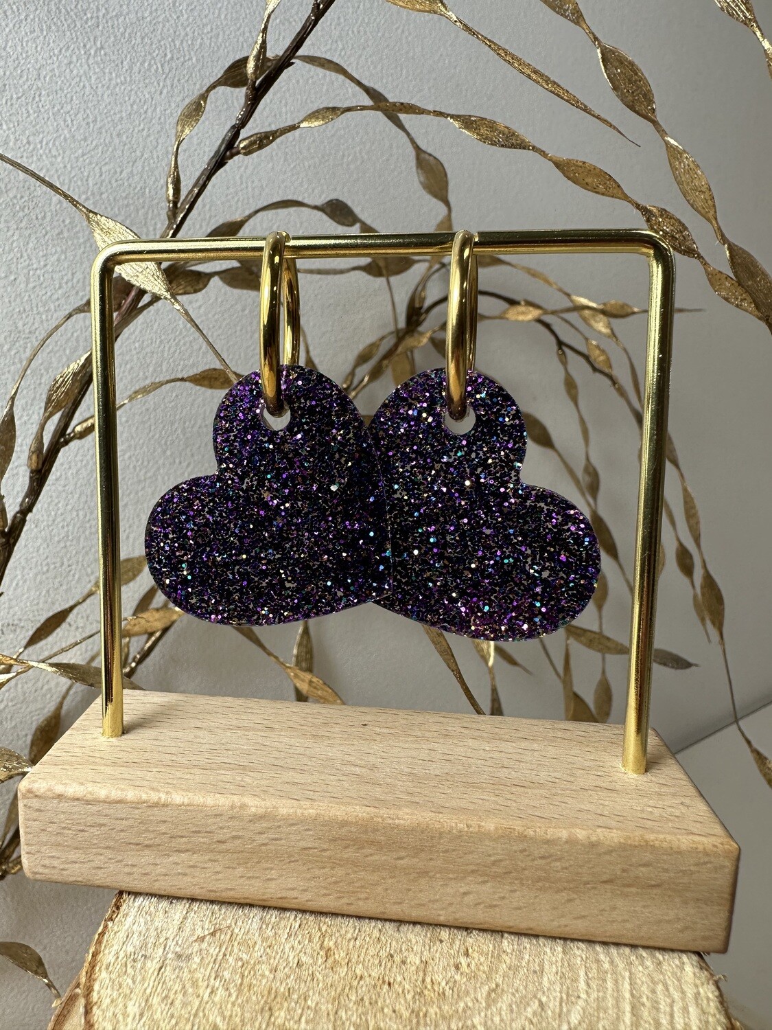 Big heart - Multi color Purple Glitter