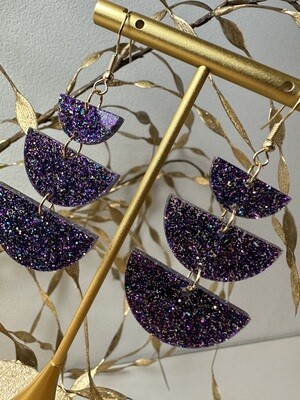 Half rounds - Multi color Purple Glitter