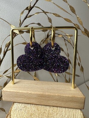 Big heart &amp; ring - Multi Color Purple Glitter
