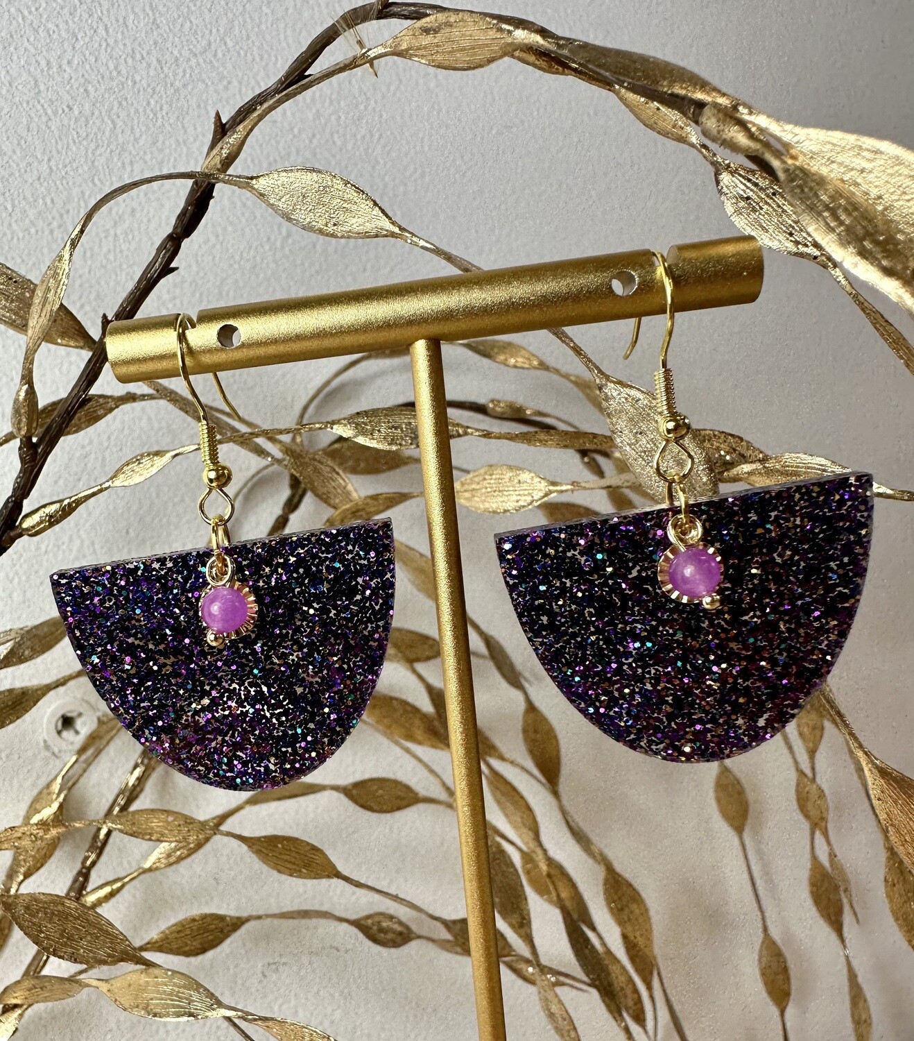 Half moon  - Multi Color Purple Glitter