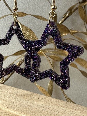 Open star - Multi color Purple Glitter