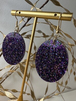 Oval - Multi Color Purple Glitter