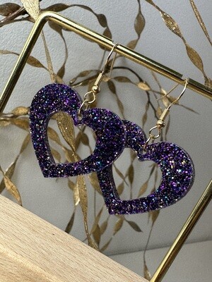 Open heart - Multi color Purple Glitter