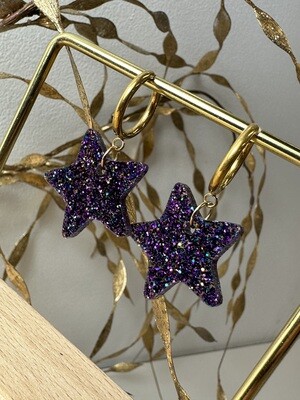 Little star &amp; ring  - Multi Color Purple Glitter