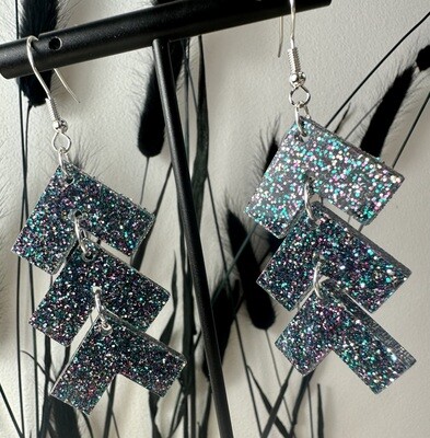 Zig Zag - Multi Color Grey Glitter