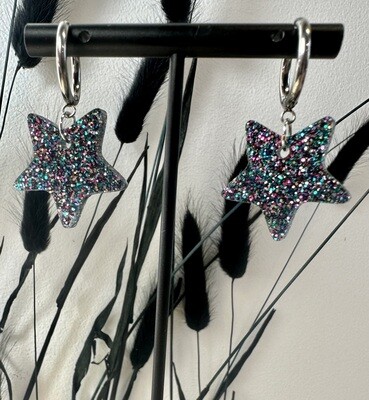 Little star &amp; ring - Multi Color Grey Glitter