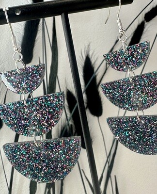 Half rounds - Multi Color Grey Glitter