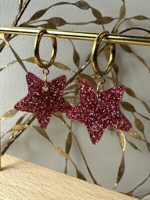 Little stars &amp; ring - Holographic Pink Glitter