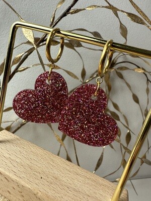 Squared heart - Holographic Pink Glitter