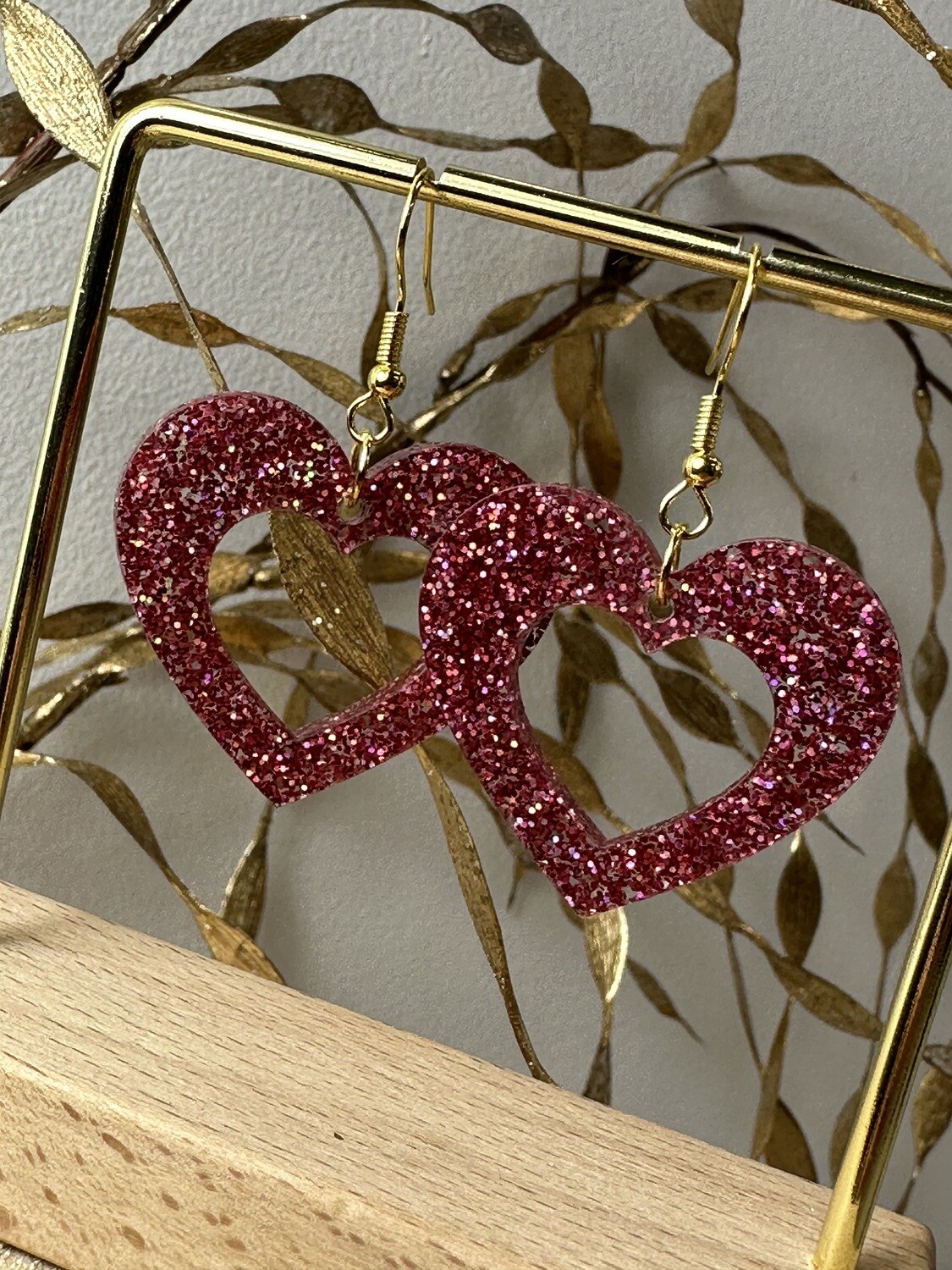 Open heart - Holographic Pink Glitter