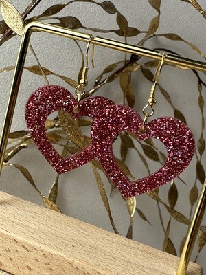 Open heart - Holographic Pink Glitter