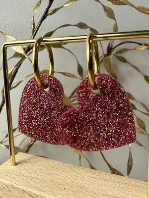 Big heart &amp; ring - Holographic Pink Glitter