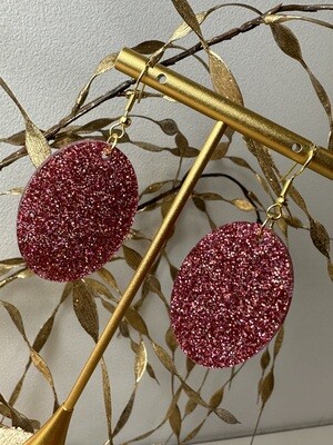 Oval - Holographic Pink Glitter