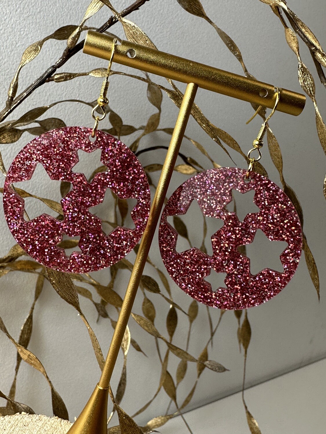 Round &amp; stars - Holographic Pink Glitter