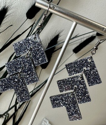 Zig zag - Grey Silver Glitters