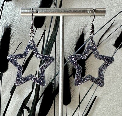 Open star - Grey Silver Glitters