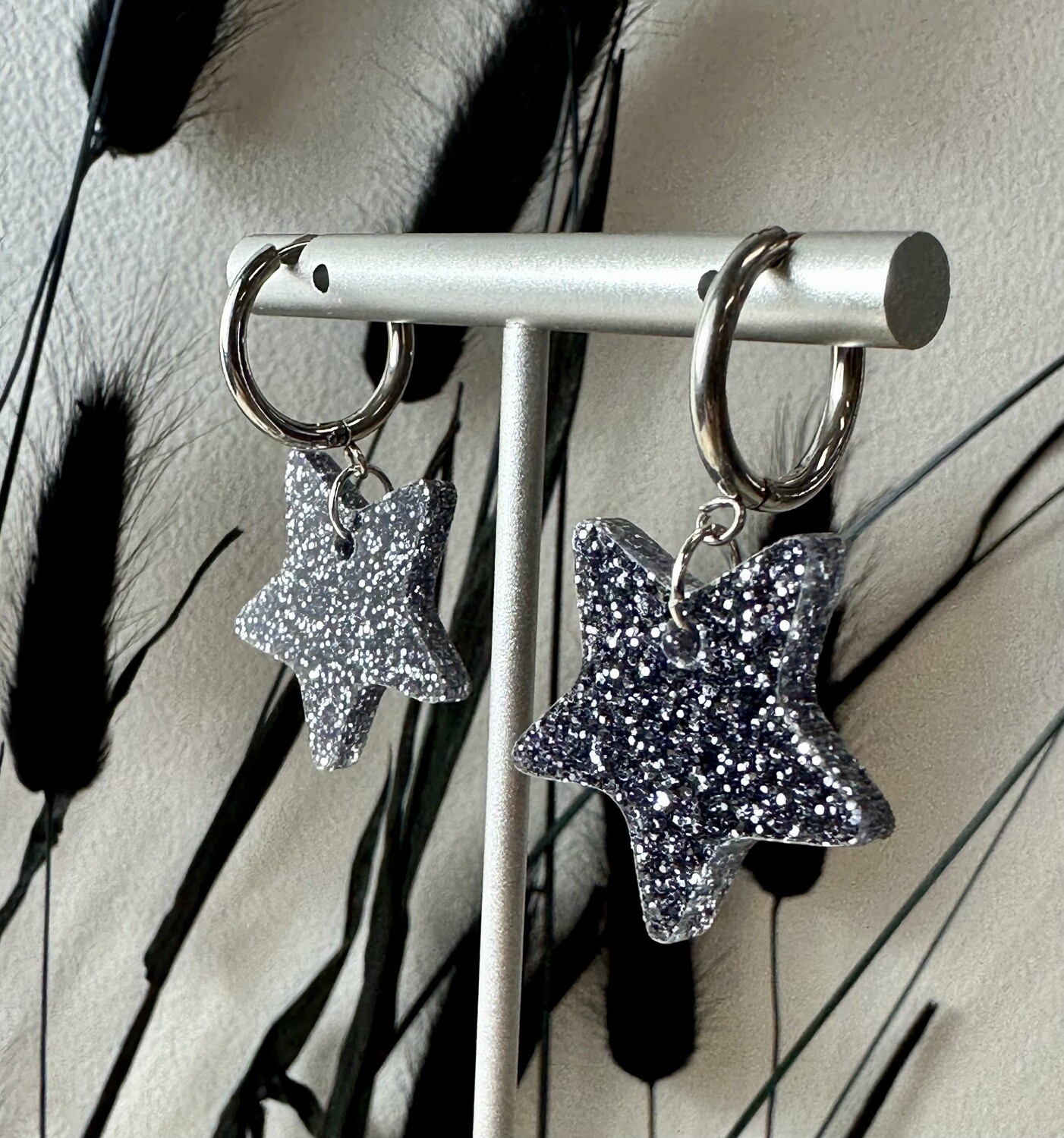 Little star &amp; ring - Grey Silver Glitters