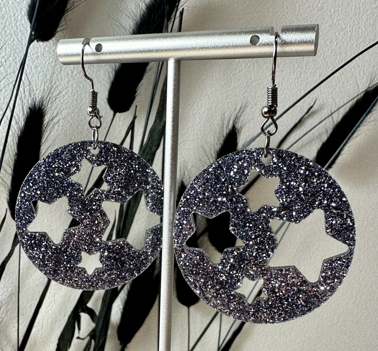 Round &amp; stars - Grey Silver Glitters