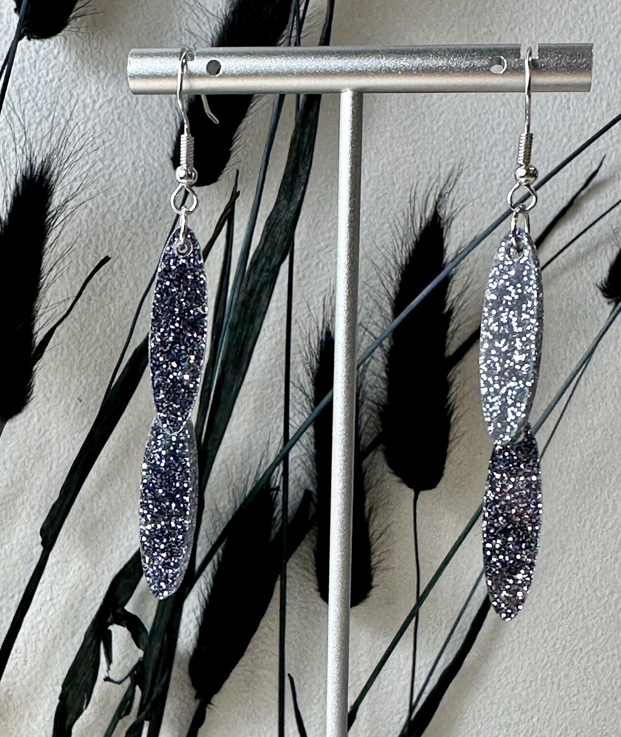 Small drop - Grey Silver Glitters