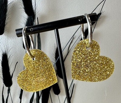Big heart &amp; ring - Gold Glitter