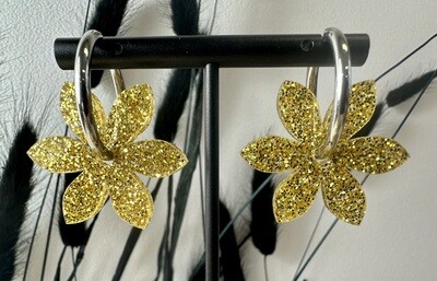 Flower &amp; ring - Gold Glitter