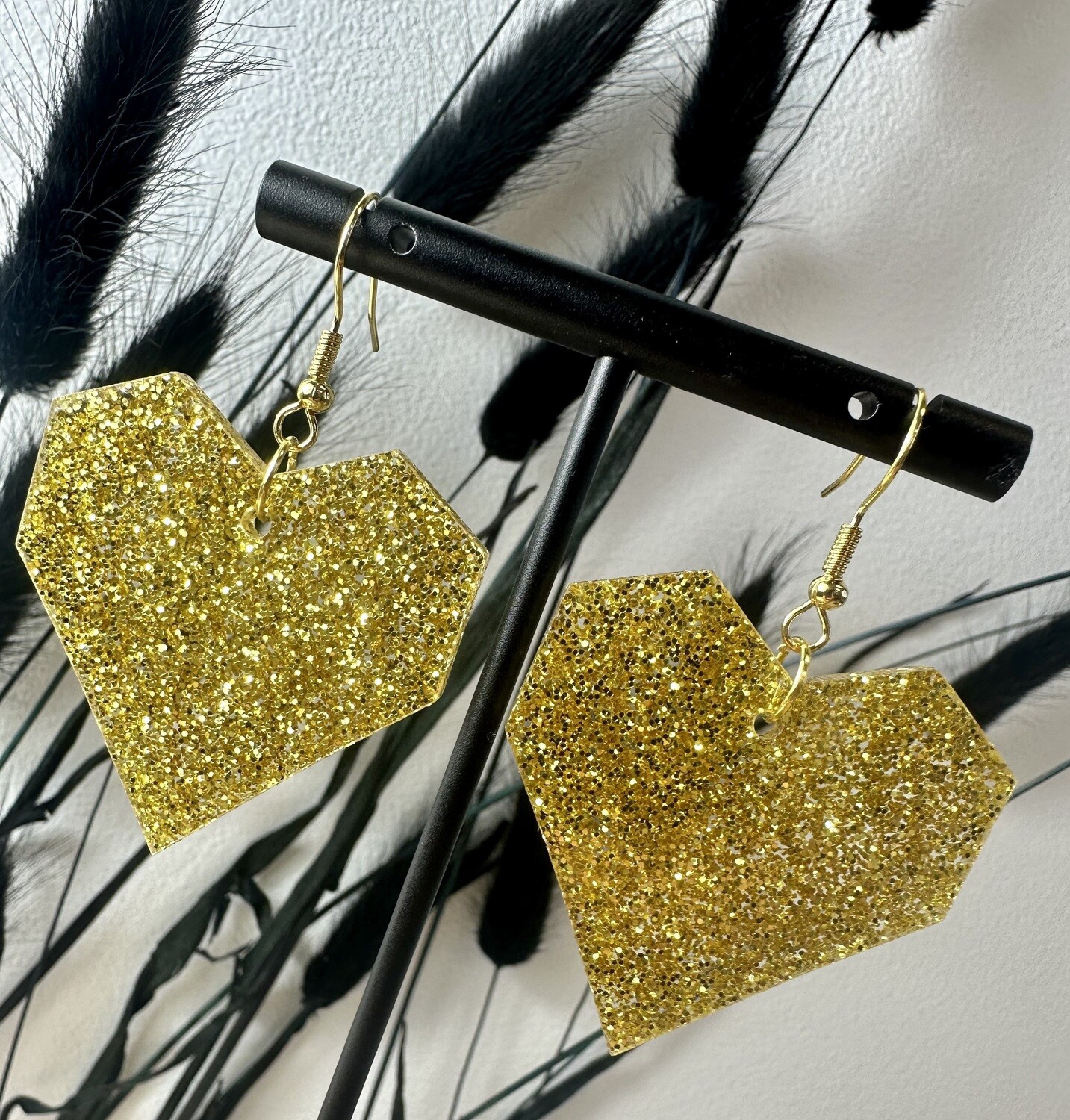 Squared heart  - Gold Glitter