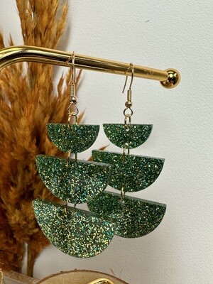 Half rounds -Soft green-gold glitter