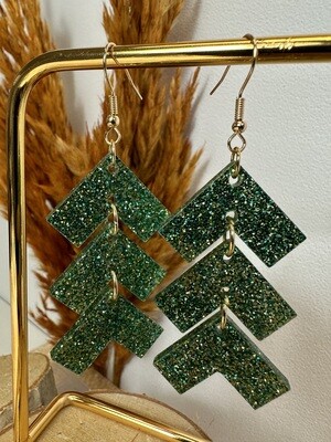 Zig zag -Soft green-gold glitter