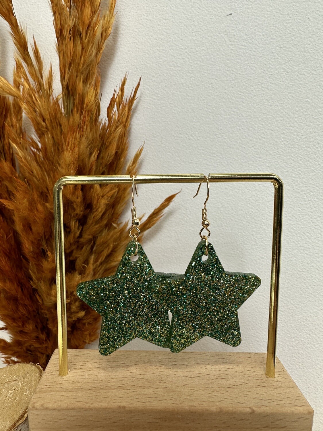Big star -Soft green-gold glitter