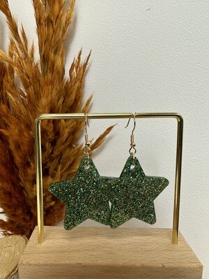 Big star -Soft green-gold glitter