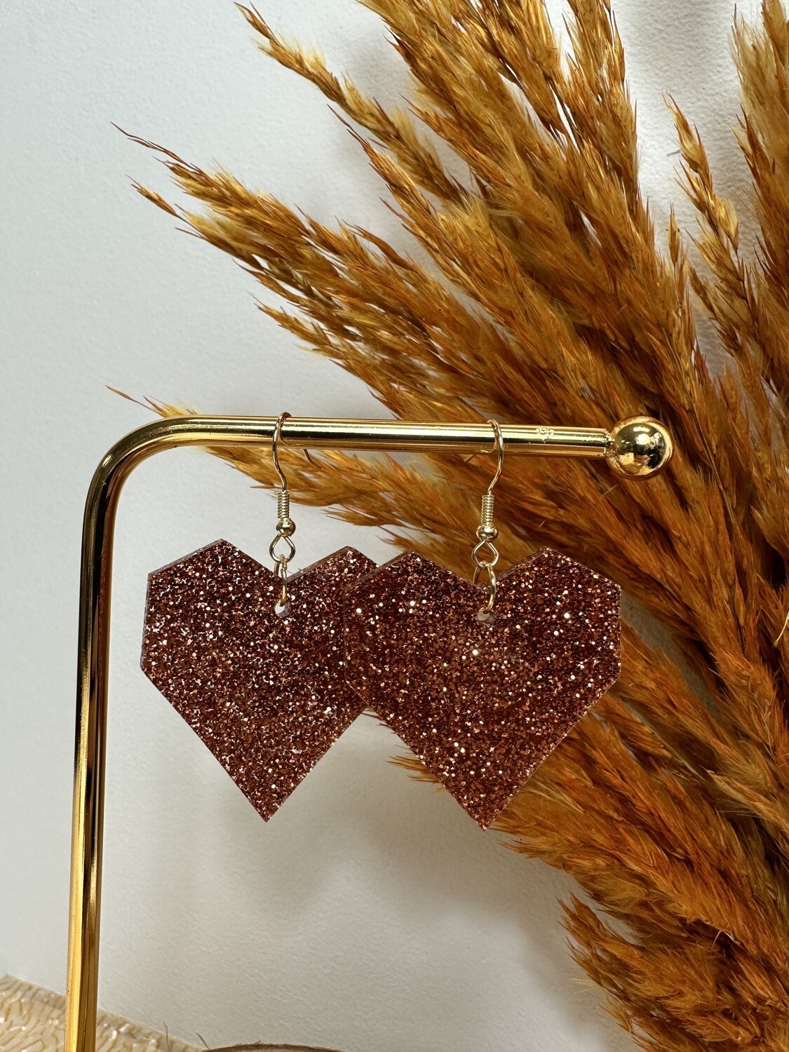 Squared heart - copper glitter
