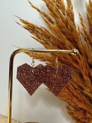 Squared heart - copper glitter