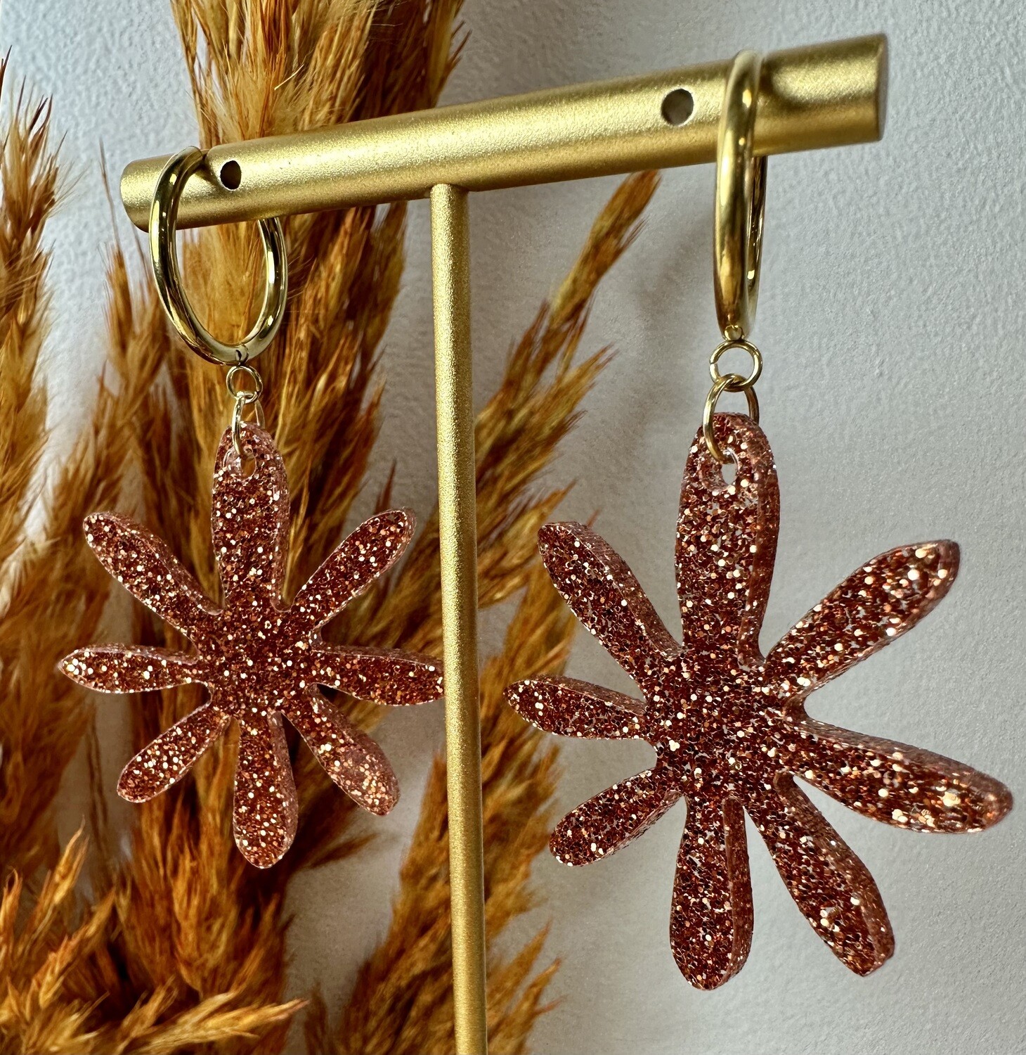 Big flower - copper glitter
