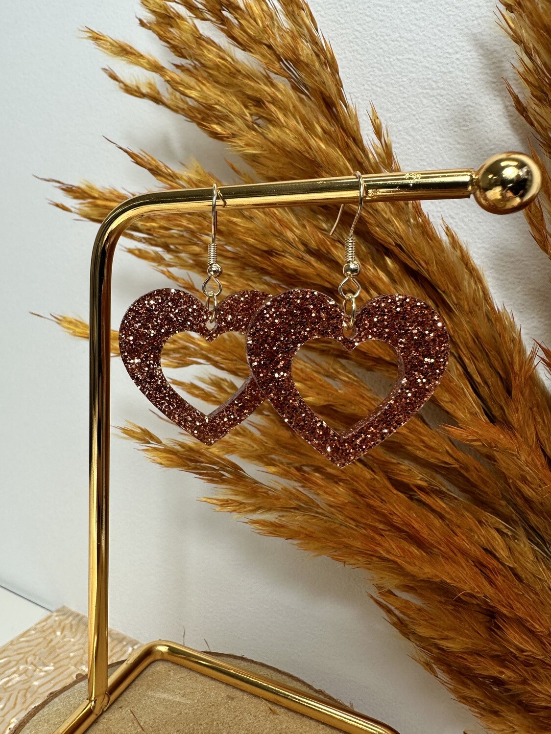 Open heart - copper glitter