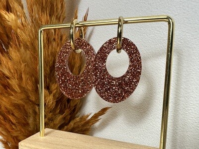 Oval &amp; ring - copper glitter